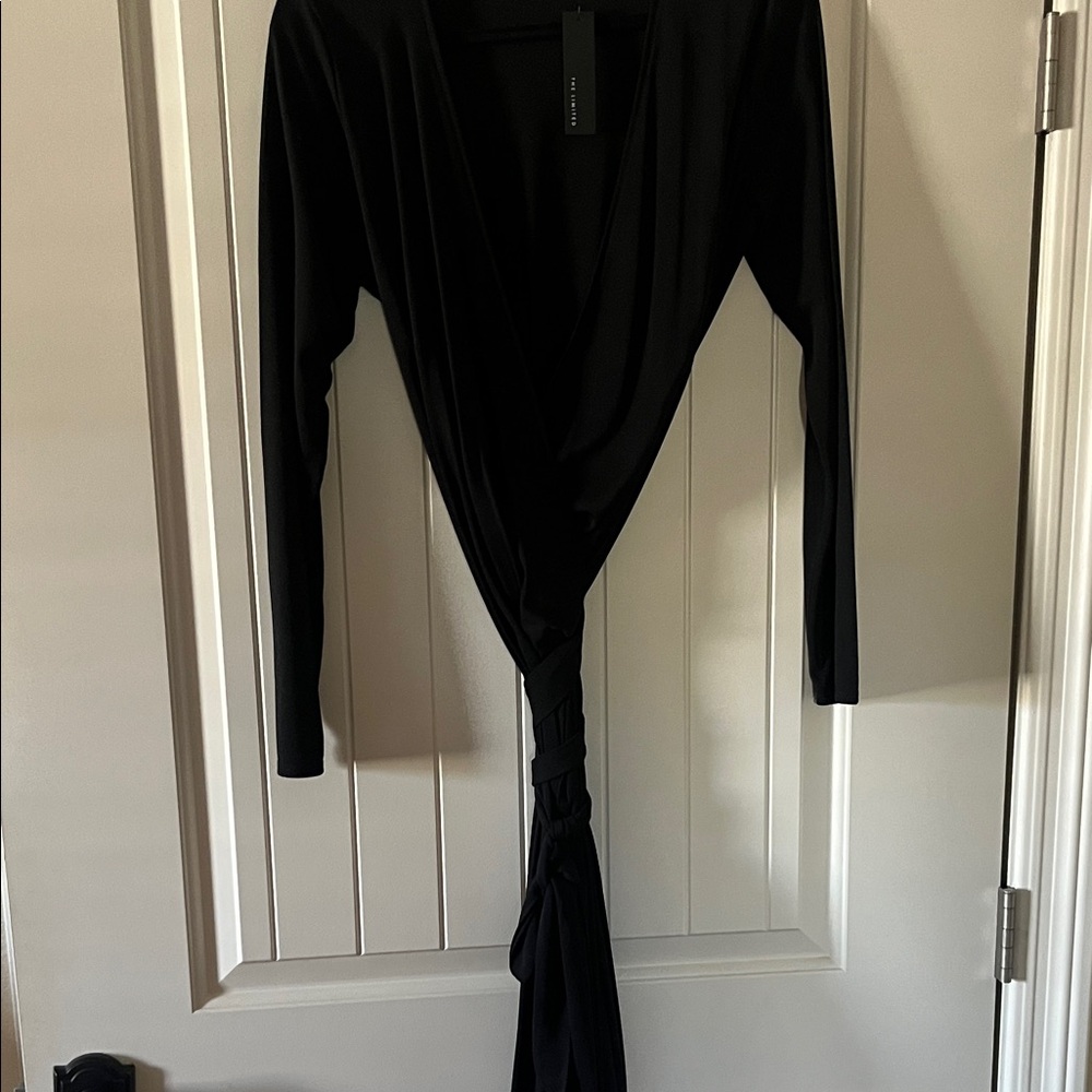 The Limited Black Long Sleeve Wrap Dress